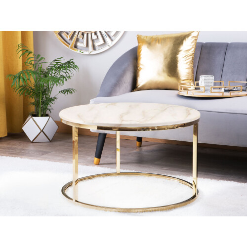 Beliani Coffee Table CORAL Marble/ Gold 1