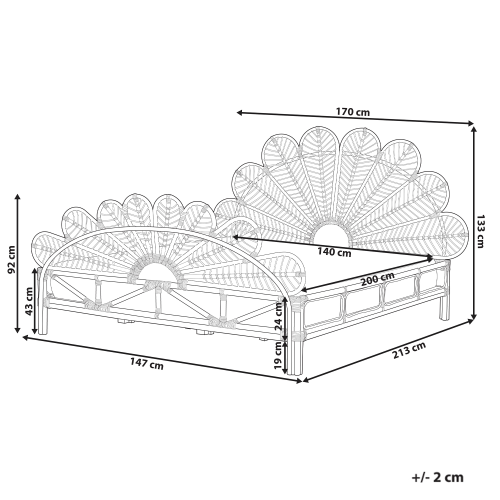 Beliani Bed Rattan FLORENTINE 140 x 200 cm (EU Double) Light Brown 2