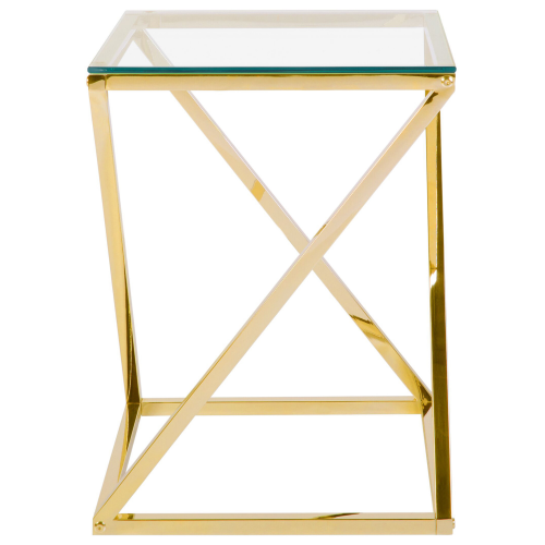 Beliani Side Table BEVERLY Glass Gold 1