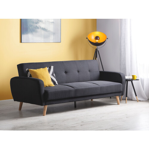 Beliani Sofa Bed 3 Seater FLORLI Fabric Black 1