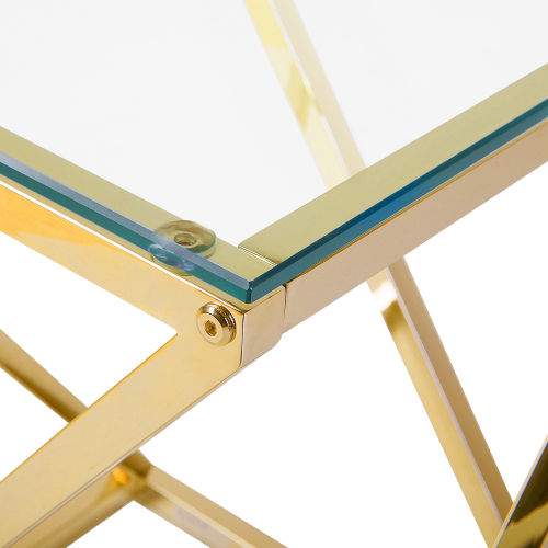 Beliani Side Table BEVERLY Glass Gold 2