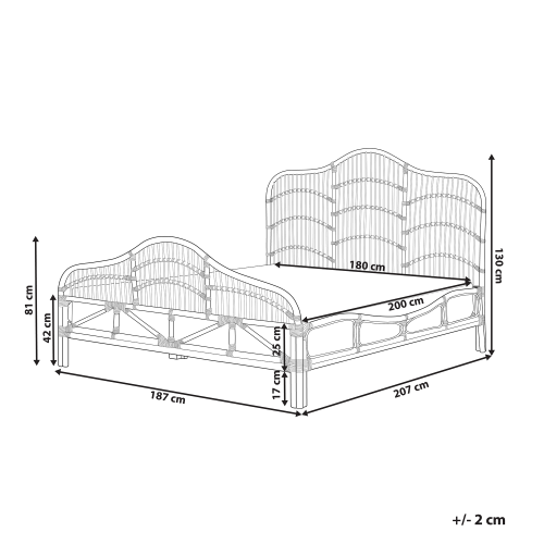 Beliani Bed Rattan DOMEYROT 180 x 200 cm (EU Super King) Light Brown 1