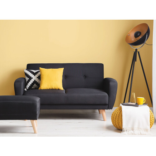 Beliani Sofa Bed 2 Seater FLORLI Fabric Black 2