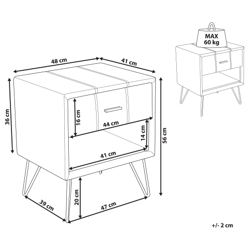Beliani 1 Drawer Bedside Table BETIN Faux Leather White 2