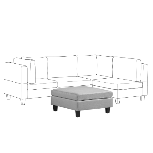 Beliani Ottoman FEVIK Fabric Light Grey 1