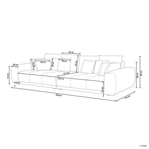 Beliani Sofa 4 Seater TORPO Fabric Light Beige 2