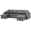 Beliani U-Shape Sofa Bed 5 Seater SOMMEN with Storage Fabric Dark Grey 4
