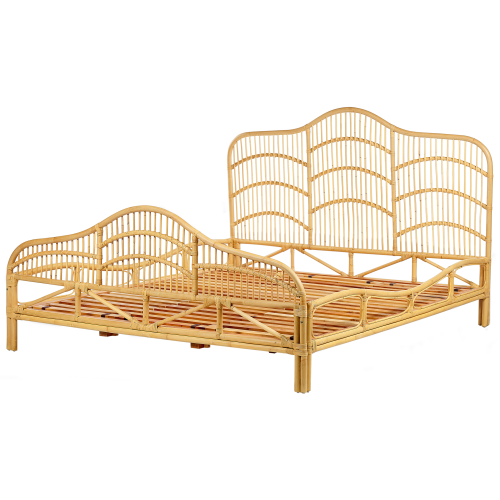 Beliani Bed Rattan DOMEYROT 180 x 200 cm (EU Super King) Light Brown 2