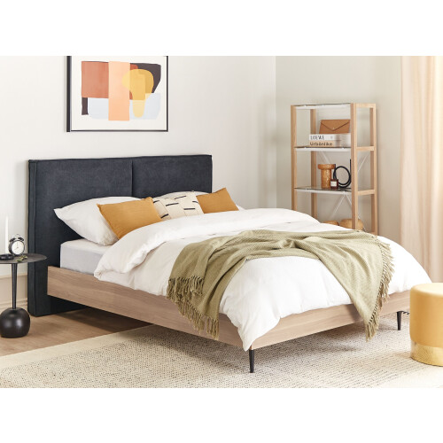 Beliani Bed Fabric IZERNORE 140 x 200 cm (EU Double) Dark Grey 1