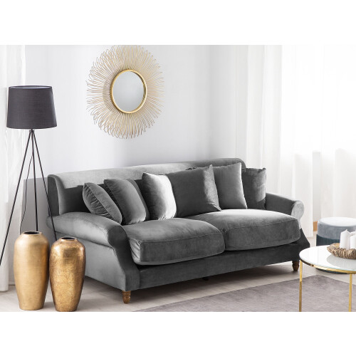 Beliani Sofa 2 Seater EIKE Velvet Grey 1