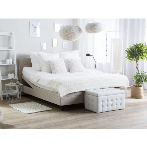 Beliani Adjustable Bed Fabric DUKE 180 x 200 cm (EU Super King) Beige 1