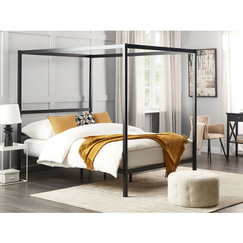 Beliani Four Poster Bed Metal LESTARDS 140 x 200 cm (EU Double) Black 1