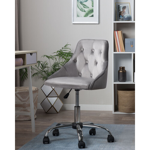 Beliani Desk Chair PARRISH Velvet Grey 1