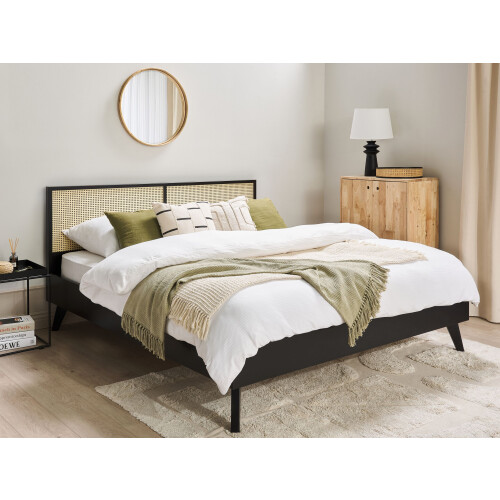 Beliani Bed Rattan MONPAZIER 180 x 200 cm (EU Super King) Black 1