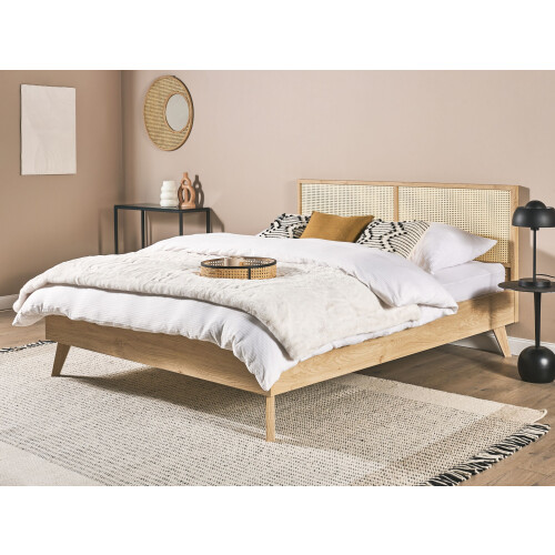 Beliani Bed Rattan MONPAZIER 160 x 200 cm (EU King Size) Light Brown 2