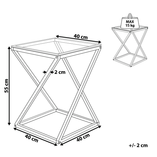 Beliani Side Table BEVERLY Glass Silver 2