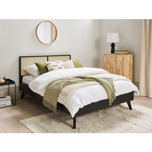 Beliani Bed Rattan MONPAZIER 140 x 200 cm (EU Double) Black 1