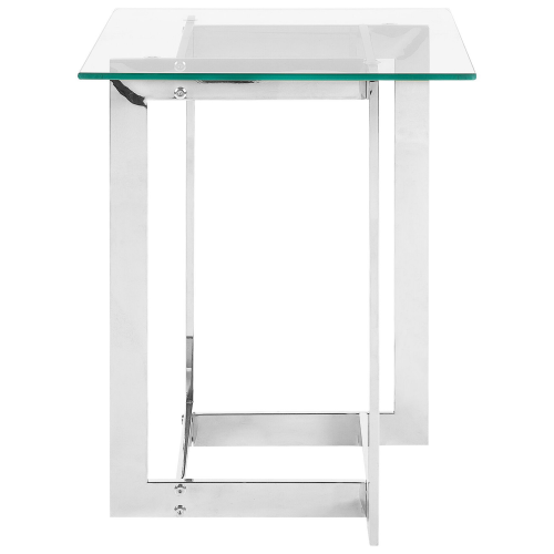 Beliani Side Table CRYSTAL Tempered Glass Silver 2