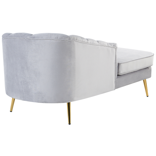 Beliani Right-Hand Chaise Longue ALLIER Velvet Light Grey 1