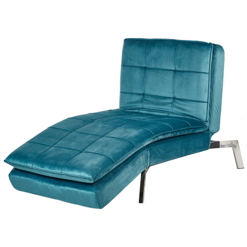 Beliani Chaise Longue LOIRET Velvet Teal 1