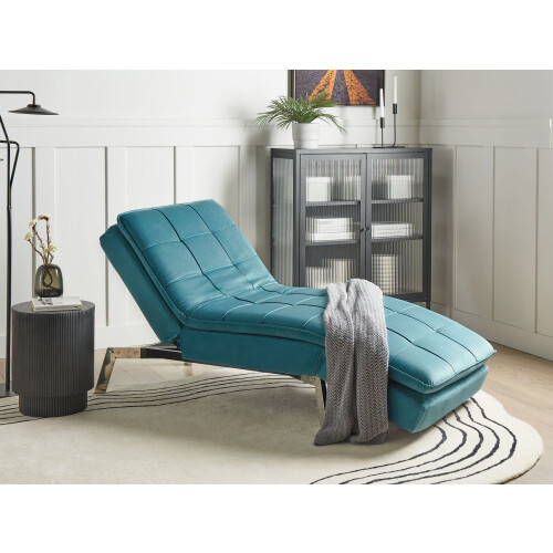 Beliani Chaise Longue LOIRET Velvet Teal 2
