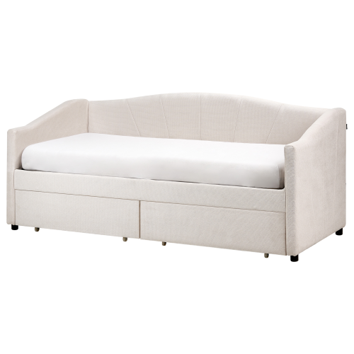 Beliani Daybed with Storage VITTEL Fabric Light Beige 90 x 200 cm (EU Single) 1
