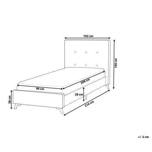 Beliani Bed Fabric AMBASSADOR 90 x 200 cm (EU Single) Beige 2