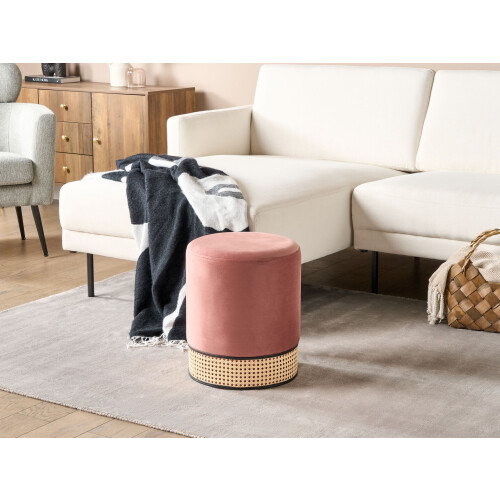Beliani Pouffe YANKTON Velvet Pink 1