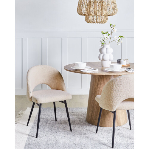 Beliani Set of 2 Dining Chairs ONAGA Boucle Beige 1