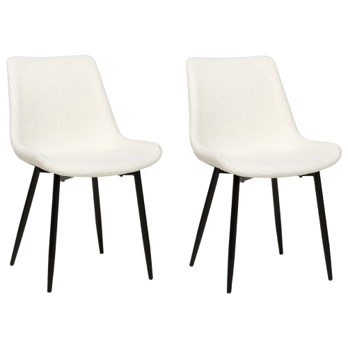 Beliani Set of 2 Dining Chairs AVILLA Boucle White 2
