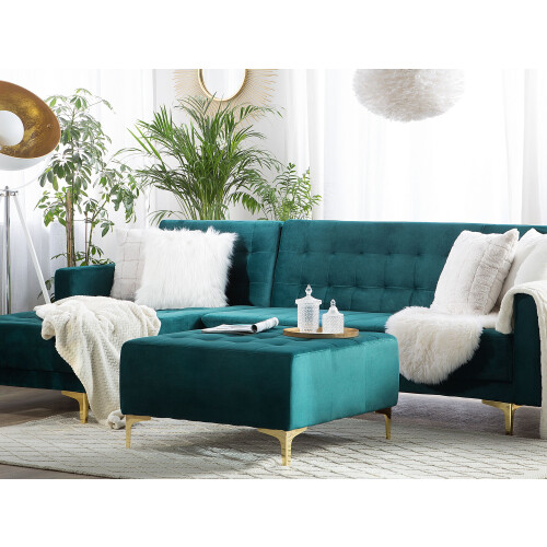 Beliani Ottoman ABERDEEN Velvet Teal 1