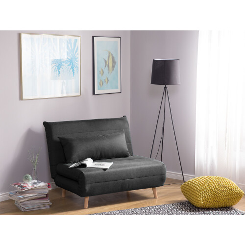 Beliani Single Sofa Bed SETTEN Fabric Dark Grey 2