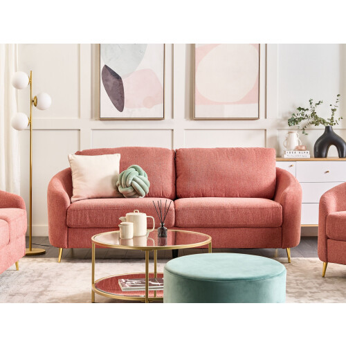 Beliani Sofa 3 Seater TROSA Fabric Pink 1