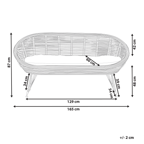 Beliani Garden Sofa 2 Seater MARATEA Rattan Natural 2
