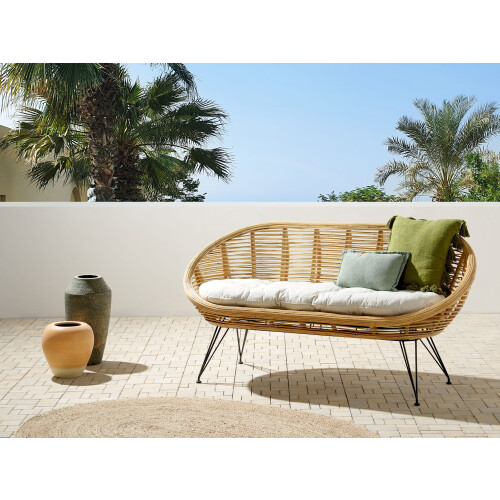 Beliani Garden Sofa 2 Seater MARATEA Rattan Natural 1