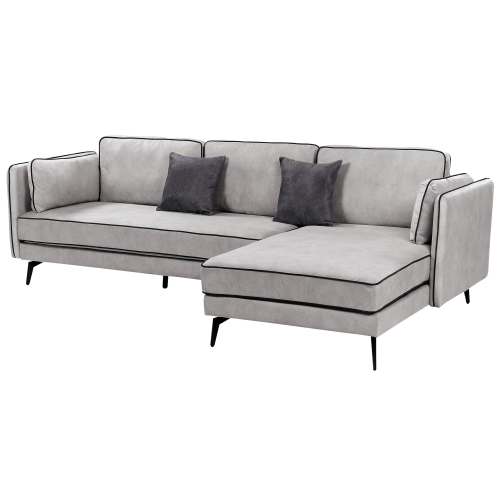 Beliani Corner Sofa 3 Seater ALTAN Velvet Light Grey Left Hand 2