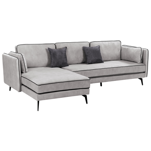 Beliani Corner Sofa 3 Seater ALTAN Velvet Light Grey Right Hand 2