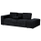Beliani Sofa Bed 3 Seater FALSTER Fabric Black with Storage 7