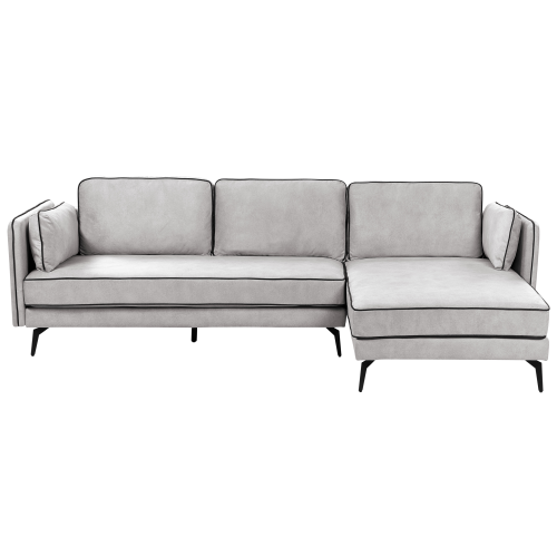Beliani Corner Sofa 3 Seater ALTAN Velvet Light Grey Left Hand 1
