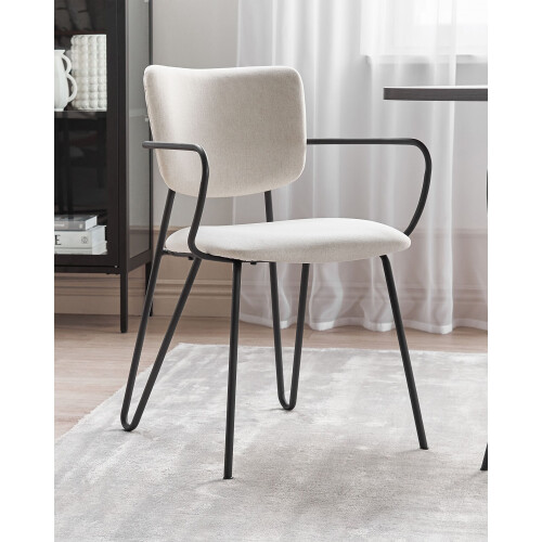 Beliani Set of 2 Dining Chairs ELKO Fabric Off-White 1