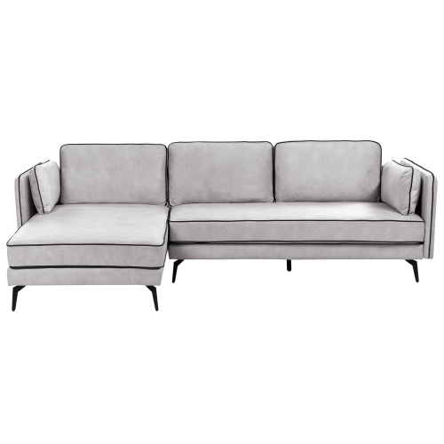 Beliani Corner Sofa 3 Seater ALTAN Velvet Light Grey Right Hand 1