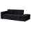 Beliani Sofa Bed 3 Seater FALSTER Fabric Black with Storage 6