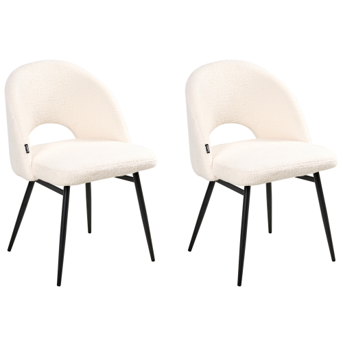 Beliani Set of 2 Dining Chairs ONAGA Boucle White 1