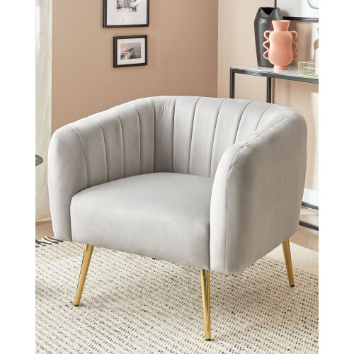 Beliani Armchair LACONIA Velvet Light Grey 1