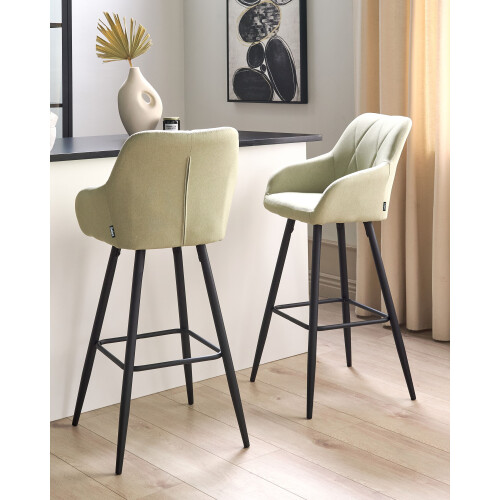 Beliani Set of 2 Bar Chairs DARIEN Light Green 1