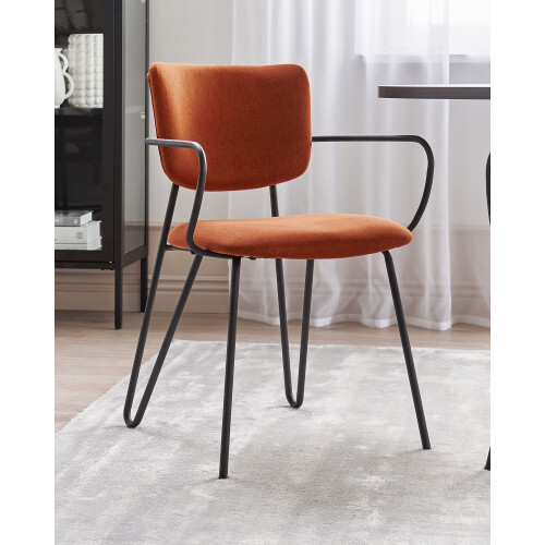 Beliani Set of 2 Dining Chairs ELKO Fabric Orange 1