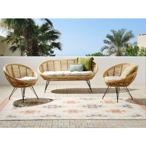 Beliani Garden Sofa Set 4 Seater MARATEA Rattan Natural 1