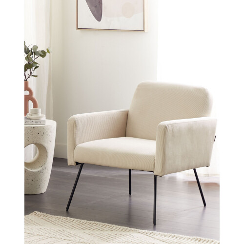 Beliani Armchair NARKEN Corduroy Light Beige 1