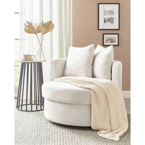 Beliani Swivel Armchair DALBY Fabric Light Beige 1