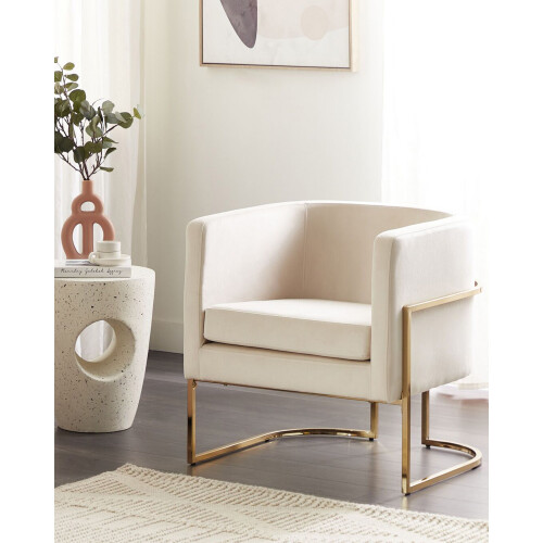 Beliani Armchair SIRKKA Velvet Light Beige 1